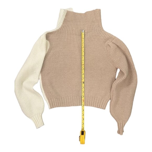 PINK MARTINI - Amy Button-Up Two-Toned Knit Sweater - Taupe/Cream - XXS - Picture 6 of 10